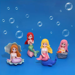 4pcs Mermaid Ornaments Shell Mermaid Cartoon Doll Decoration