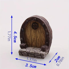Wooden Door Statue for DIY Dollhouse Fairy Garden Bonsai