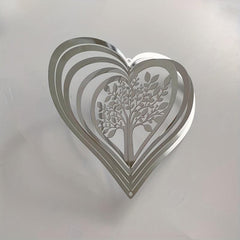 Heart Tree Of Life Wind Spinner Stainless Steel Hanging Decor