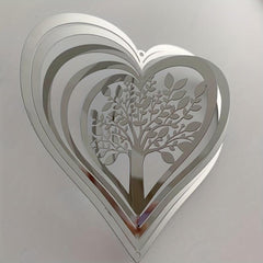 Heart Tree Of Life Wind Spinner Stainless Steel Hanging Decor