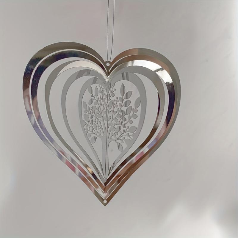 Heart Tree Of Life Wind Spinner Stainless Steel Hanging Decor