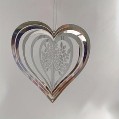 Heart Tree Of Life Wind Spinner Stainless Steel Hanging Decor
