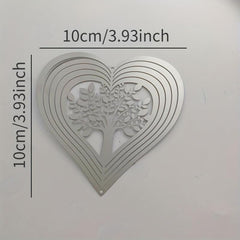 Heart Tree Of Life Wind Spinner Stainless Steel Hanging Decor