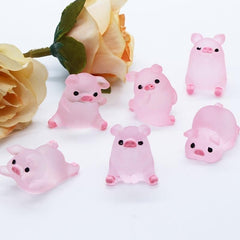 6pcs Mini Resin Luminous Pigs for DIY Christmas Party Decoration