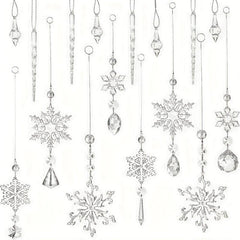 16pcs Christmas Snowflake Decorations Set Acrylic Icicle Ornaments