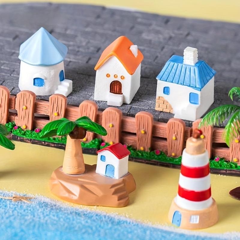 4pcs Micro Landscape Pigeon Island House Resin Ornaments