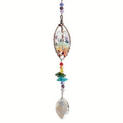 Crystal Tree Of Life Suncatcher With Prisms - Sun Catcher For Window Hanging