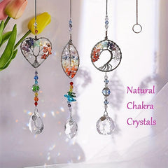 Crystal Tree Of Life Suncatcher With Prisms - Sun Catcher For Window Hanging