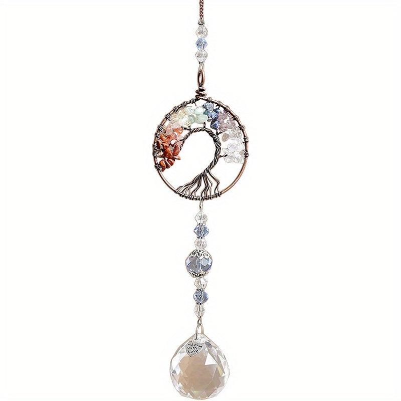 Crystal Tree Of Life Suncatcher With Prisms - Sun Catcher For Window Hanging