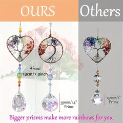 Crystal Tree Of Life Suncatcher With Prisms - Sun Catcher For Window Hanging