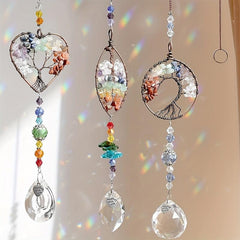 Crystal Tree Of Life Suncatcher With Prisms - Sun Catcher For Window Hanging