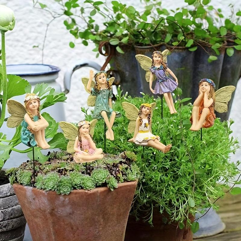 6pcs Flower Fairy Ornaments for Balcony/Patio Decor