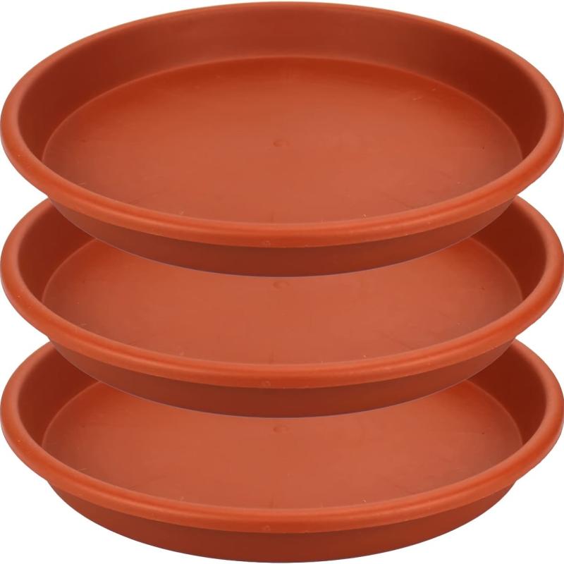 3pcs Terracotta Plastic Plant Saucer Plant Tray Flower Plant Pot Saucer