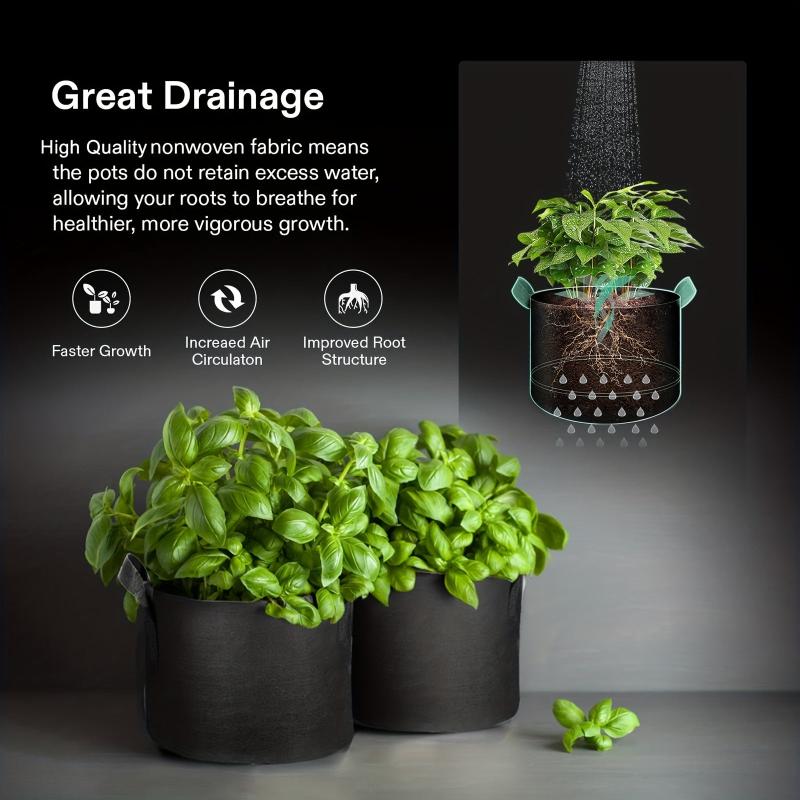 6pcs Nonwoven Grow Bags 3-10 Gal w/ Handles for Potatoes Tomatoes