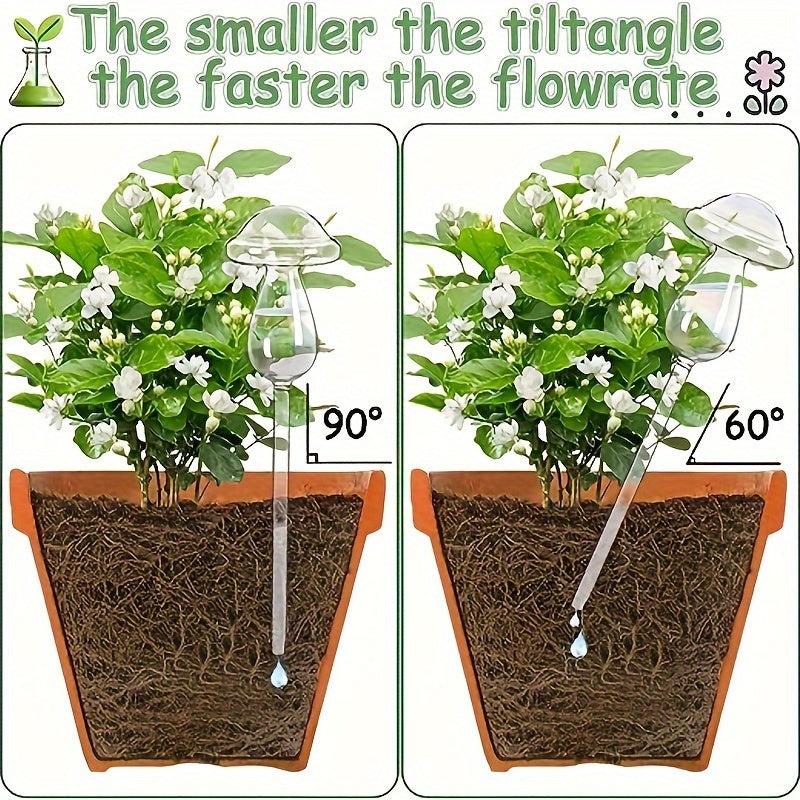 4pcs Mushroom Plant Watering Globes Iridescent Self Watering Planter Insert Glas
