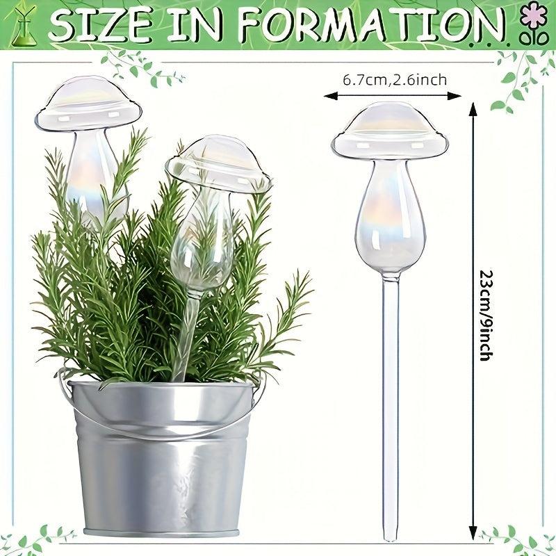 4pcs Mushroom Plant Watering Globes Iridescent Self Watering Planter Insert Glas