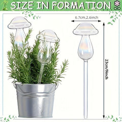 4pcs Mushroom Plant Watering Globes Iridescent Self Watering Planter Insert Glas