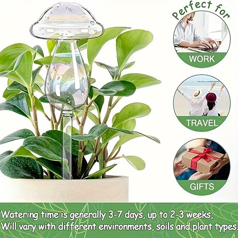 4pcs Mushroom Plant Watering Globes Iridescent Self Watering Planter Insert Glas