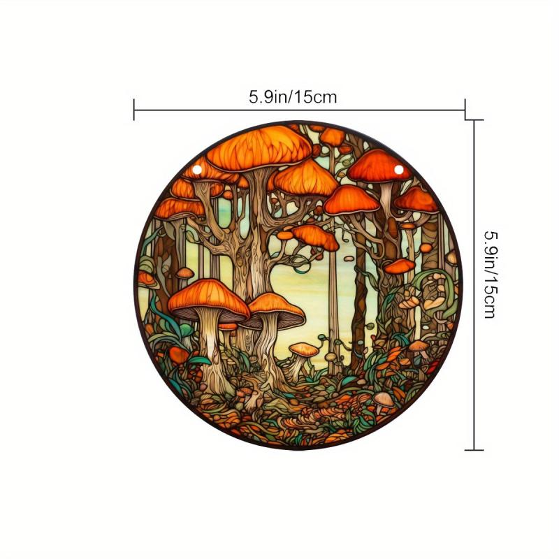 Mushroom Suncatcher Window Hanging Decor Hand Painted Plastic Panel Gift