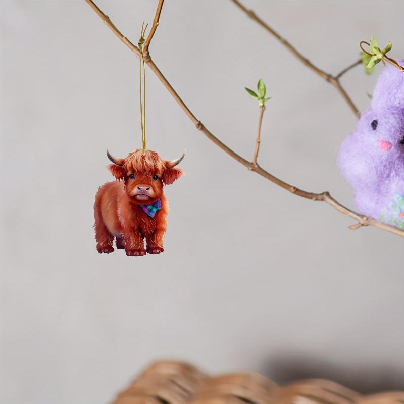 Highland Cow Pendant For Auto Rear Mirror Car Suspension Ornament