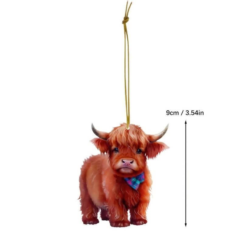 Highland Cow Pendant For Auto Rear Mirror Car Suspension Ornament