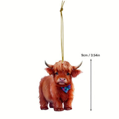 Highland Cow Pendant For Auto Rear Mirror Car Suspension Ornament