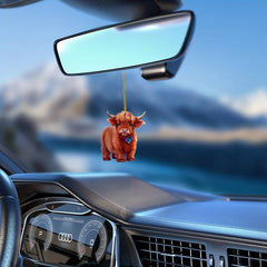 Highland Cow Pendant For Auto Rear Mirror Car Suspension Ornament