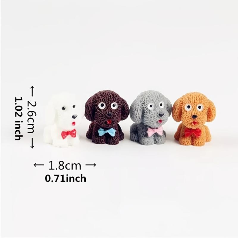 4 Mini Dog Figurines for Fairy Garden DIY Home Decoration