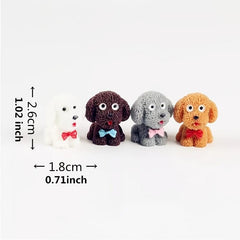 4 Mini Dog Figurines for Fairy Garden DIY Home Decoration