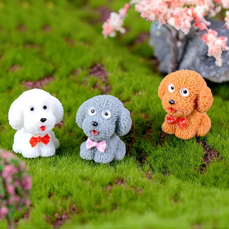 4 Mini Dog Figurines for Fairy Garden DIY Home Decoration
