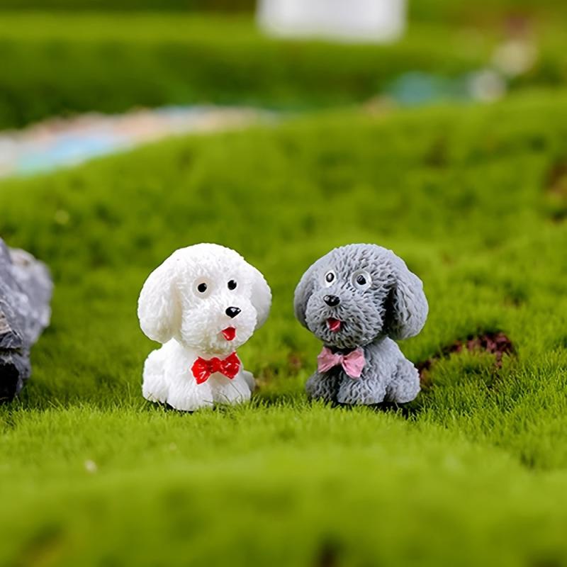 4 Mini Dog Figurines for Fairy Garden DIY Home Decoration