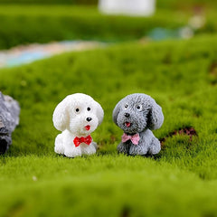 4 Mini Dog Figurines for Fairy Garden DIY Home Decoration