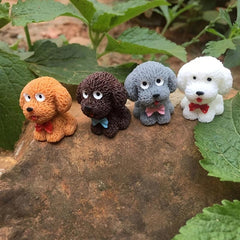 4 Mini Dog Figurines for Fairy Garden DIY Home Decoration