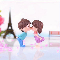 2pcs Kissing Couple Ornaments DollHouse Fairy Garden Home Decor