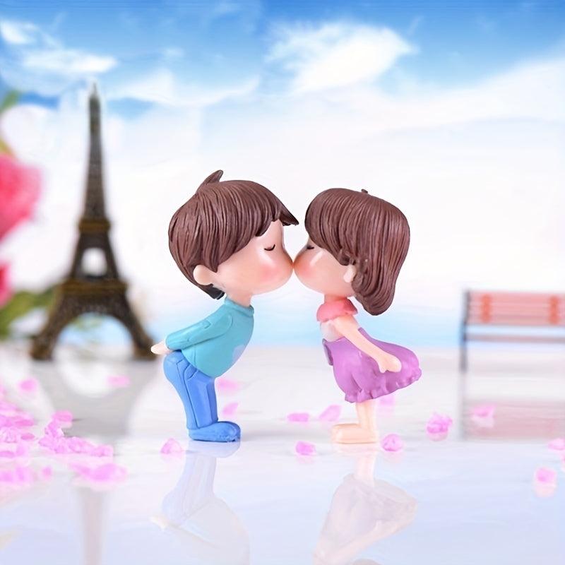 2pcs Kissing Couple Ornaments DollHouse Fairy Garden Home Decor