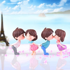 2pcs Kissing Couple Ornaments DollHouse Fairy Garden Home Decor