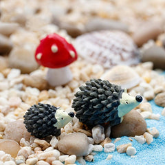 Mini Hedgehog Mushroom Ornaments Set