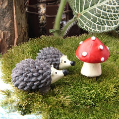 Mini Hedgehog Mushroom Ornaments Set