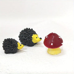 Mini Hedgehog Mushroom Ornaments Set