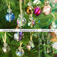 12pcs Mini Prism Ball Christmas Tree Decorations Hanging Crystal Suncatcher