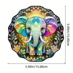 Rainbow Elephant Suncatcher Stained Window Hanging Home Decor