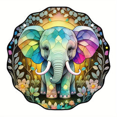 Rainbow Elephant Suncatcher Stained Window Hanging Home Decor