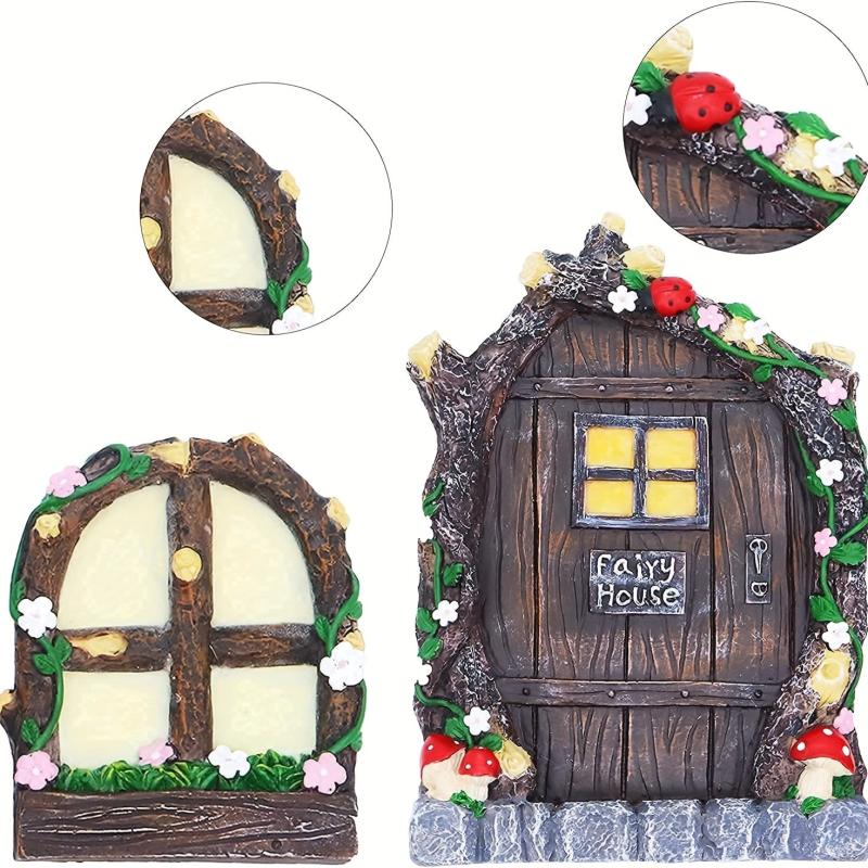 Resin Mini Fairy Doors and Windows for Garden Decor