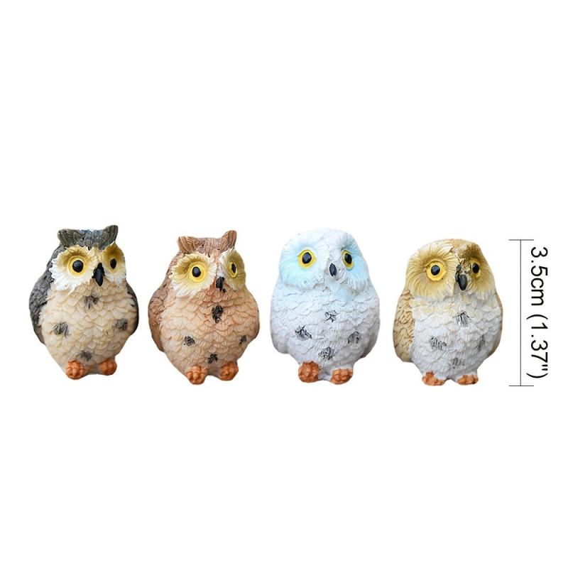 4pcs Resin Mini Owls Fairy Garden Figurines Micro Landscape Animals Supplies
