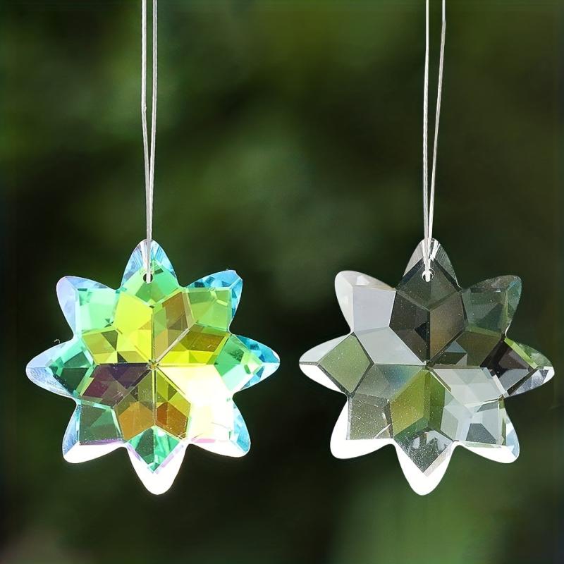 Snowflake Suncatcher Crystal Beads Prisms Chandelier Parts Rainbow Maker