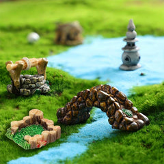 3pcs Mini Fairy Garden Bridge and Water Well Figurines