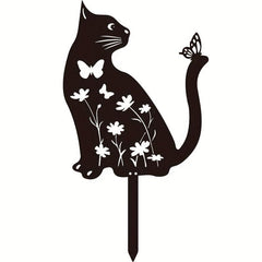 Metal Cat Garden Decor Silhouette Yard Lawn Outdoor Decorations