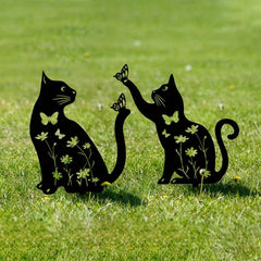 Metal Cat Garden Decor Silhouette Yard Lawn Outdoor Decorations