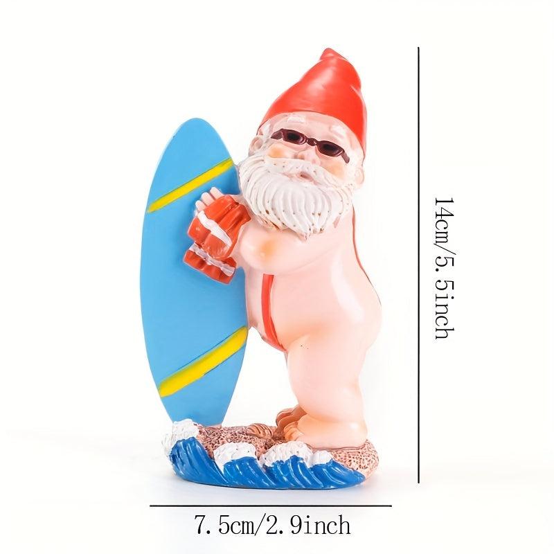 Gnome Dwarf Surfing Resin Ornaments Garden Old Man Figure