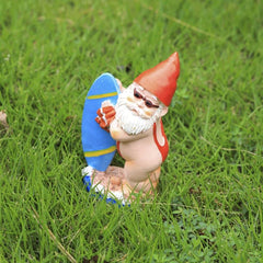 Gnome Dwarf Surfing Resin Ornaments Garden Old Man Figure
